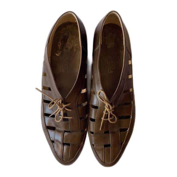 Vintage 70s/80s Olive Green Lattice Oxfords - Picture 1 of 6